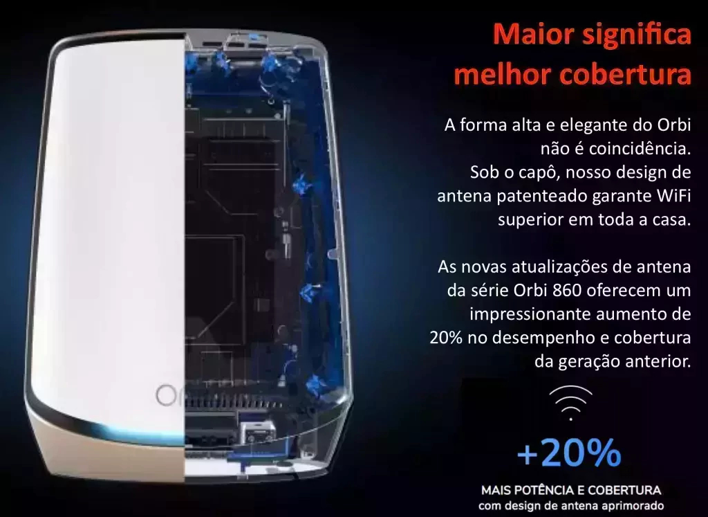 NETGEAR Orbi 860 Series Tri-Band WiFi 6 Mesh System, RBK863SB , 6 Gbps, 10 Gig Port 743m² - Loja do Jangão - InterBros