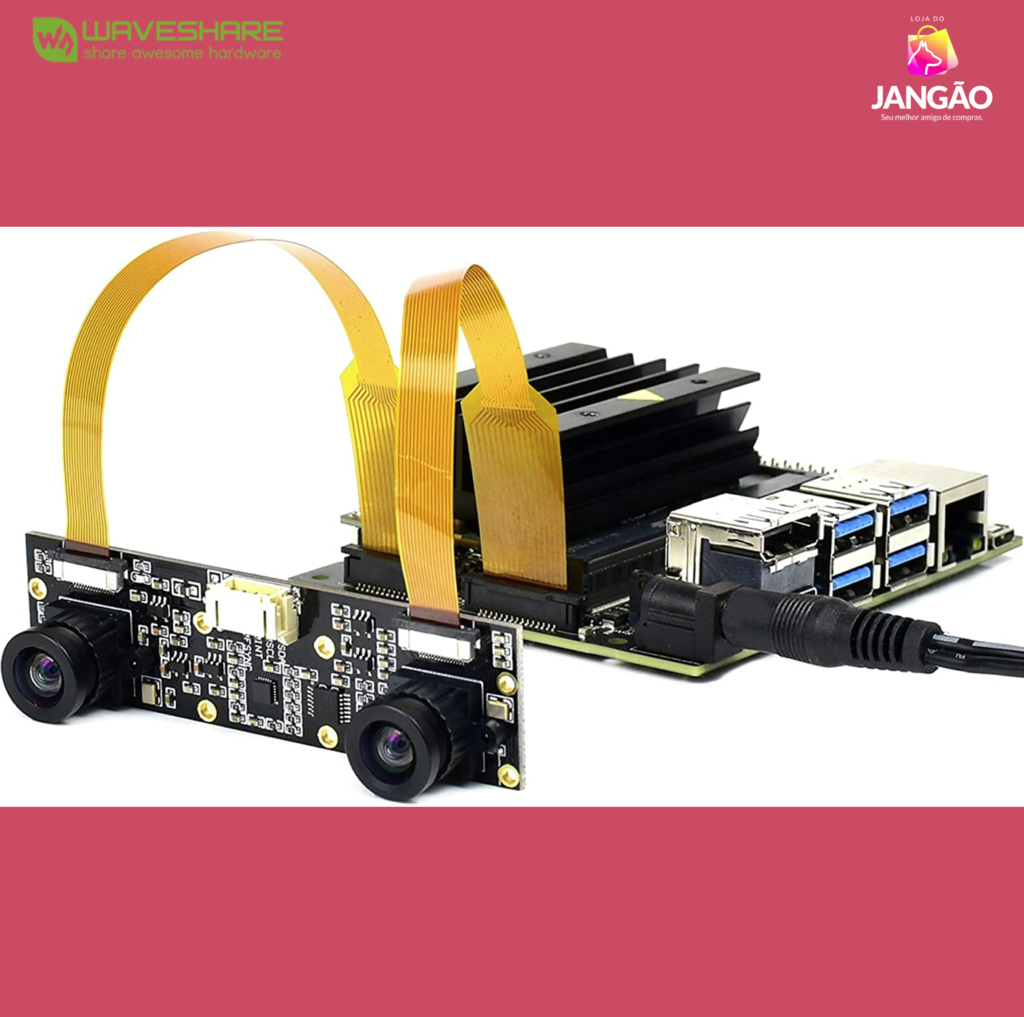 Raspberry Pi 4 Computer Model B 4GB RAM + Waveshare Binocular Camera Depth Stereo Module 8MP - loja online