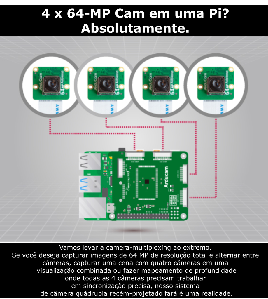 Raspberry Pi 4 Computer Model B 4GB RAM + Arducam Camera Hawk Eye 64MP - comprar online