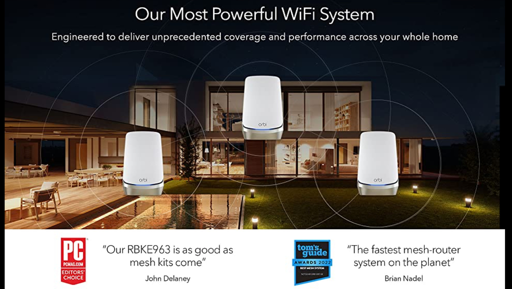 Image of Netgear Orbi 900 Series Quad-Band l WiFi 6e Mesh 10.8Gbps RBKE964 , RBKE963, RBKE962, RBSE960, Até 200 Dispositivos