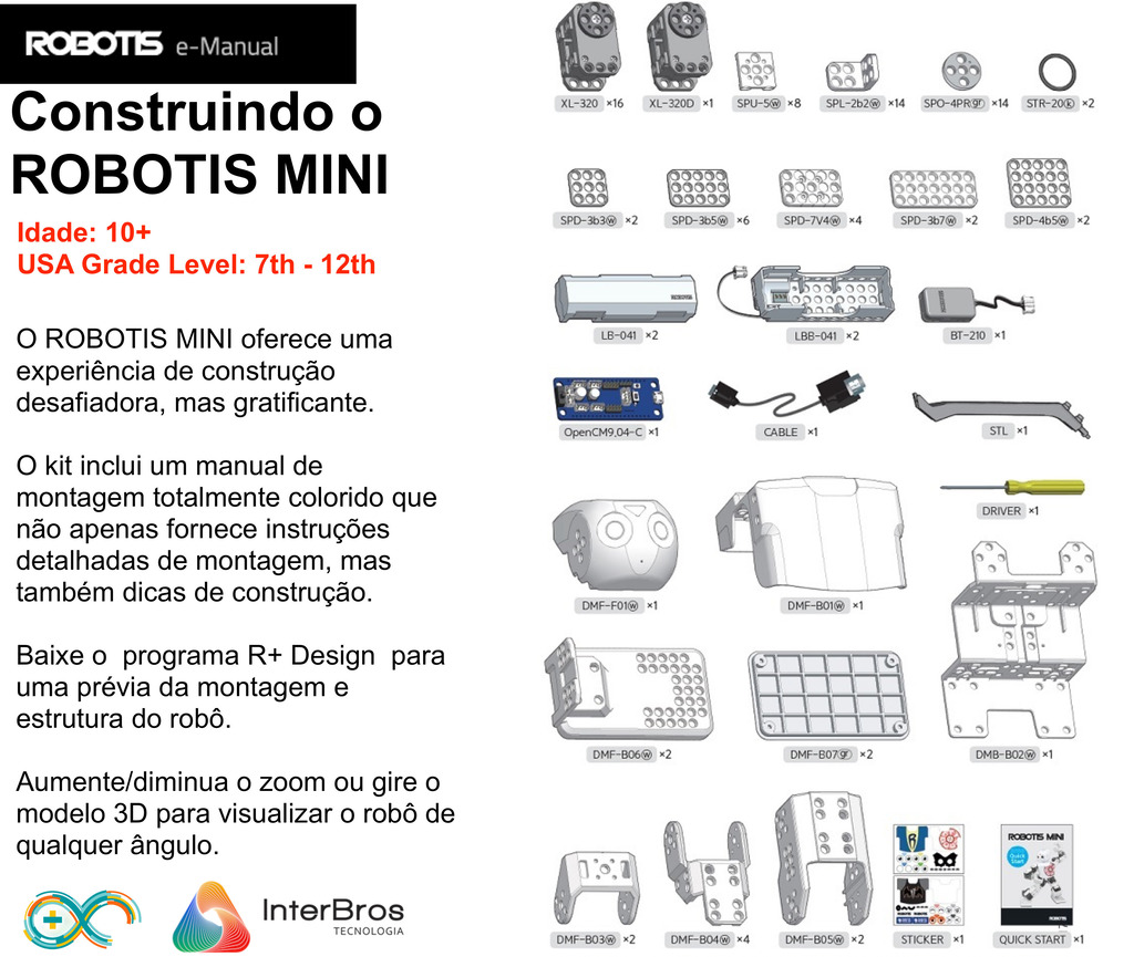 ROBOTIS MINI , ARDUINO , Humanoid Robot Developer Kit , Educacional , Idade 10+ - Loja do Jangão - InterBros