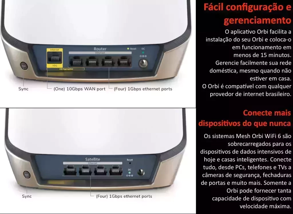 NETGEAR Orbi 860 Series Tri-Band WiFi 6 Mesh System, RBK864SB , 6 Gbps, 10 Gig Port 1.000m² - online store
