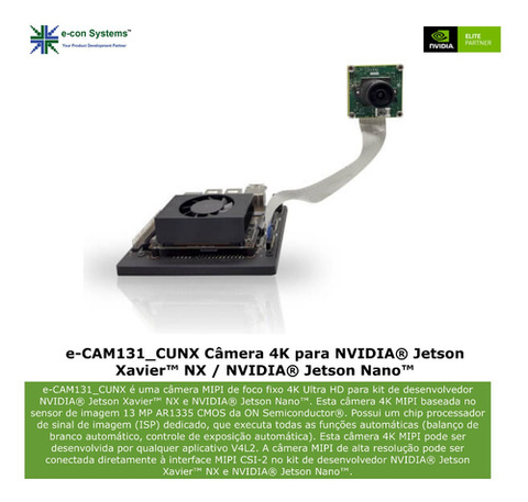 e-com Systems e-CAM131_CUNX Camera | 4K 13MP | Compatível com Nvidia Jetson Nano e Nx - comprar online