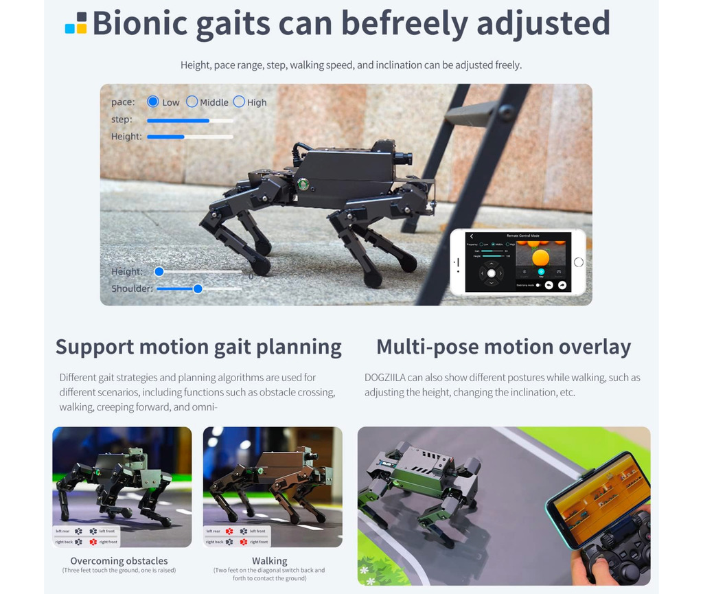 Imagem do Yahboom 12DOF ROS2 Robot Dog DOGZILLA S2 , AI Vision, Support Lidar Mapping Navigation for Raspberry Pi 4B(Ubuntu 20.04+ROS2)