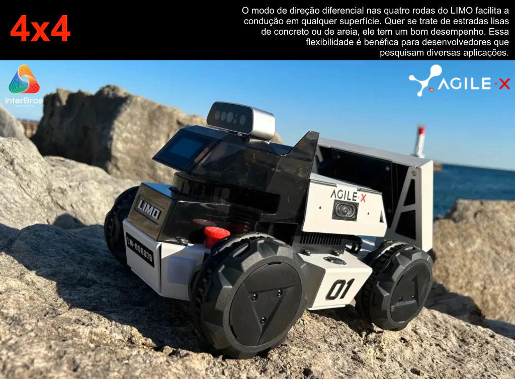 Agilex LIMO , Open-Source Mobile Robot (ROS compatible) , Autonomous 4X4 Mobile Robot , Artificial Intelligence , Educacional , Pesquisa , Competição , +12 anos - online store
