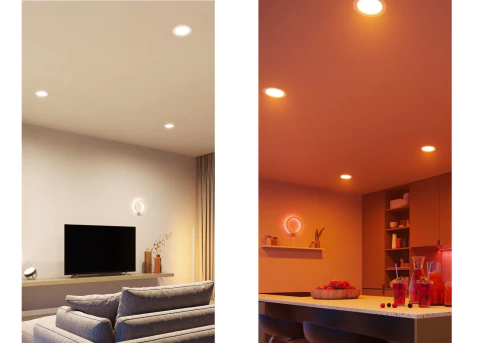 Philips Hue White and Color Ambiance Bluetooth | Dimmable LED Smart Retrofit Recessed Downlight 5/6" l 2ª Geração | Luminária Spot de Teto de Embutir l Fluxo Luminoso 1,100 lumens | Luminária Spot de Teto de Embutir | Compatível com a Alexa, Apple Homekit & Google Assistant | 4-Pack - tienda online