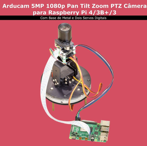 Arducam 5MP 1080p Pan Tilt Zoom PTZ Camera | Com Base de Metal | 2 Servos Digitais | Raspberry Pi - buy online