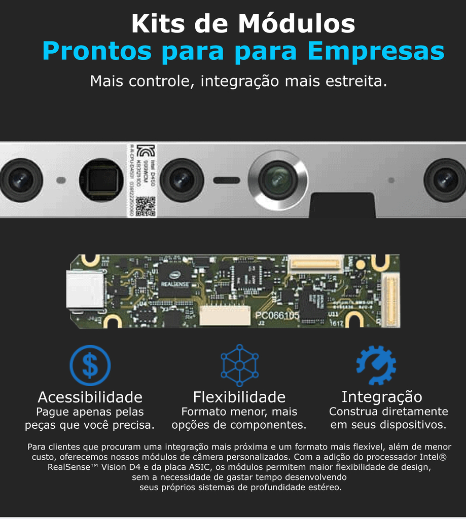 Imagem do Intel RealSense Depth Module D430 + Vision Processor D4 Board Bundle Kit com 10 Unidades