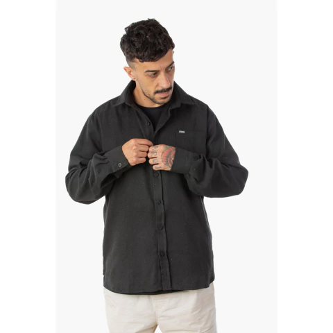 Camisa Botão Flanela Narina Skate "Preta"