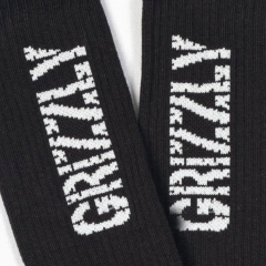 Meia Cano Médio Grizzly Skate Stamp “Preta”