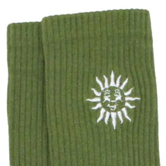 Meia colorida Cano Médio Narina skate Sun Bordada "Verde Musgo"