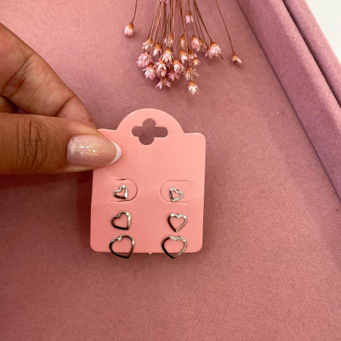 Trio de Brincos coração