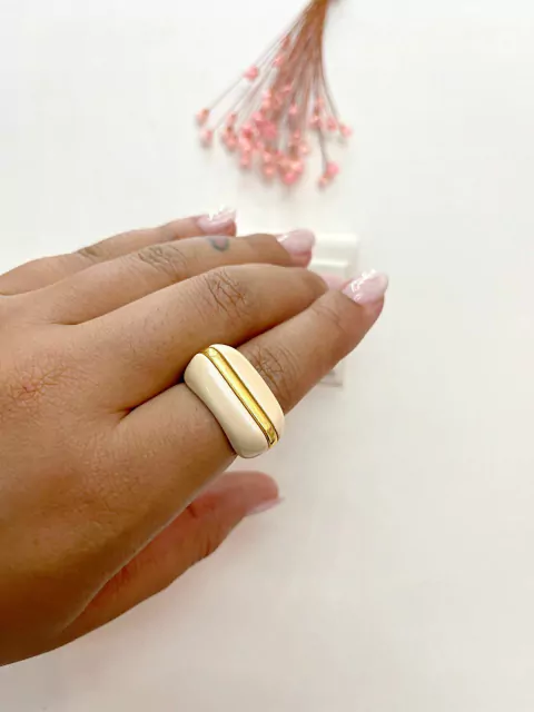 Anel Acrilico Off White