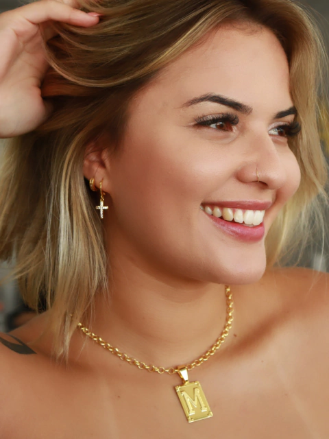 Kit Corrente Elo Português 3mm 45cm + Pingente Letra - comprar online