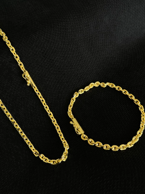 Kit Corrente + Pulseira Cadeado 4mm