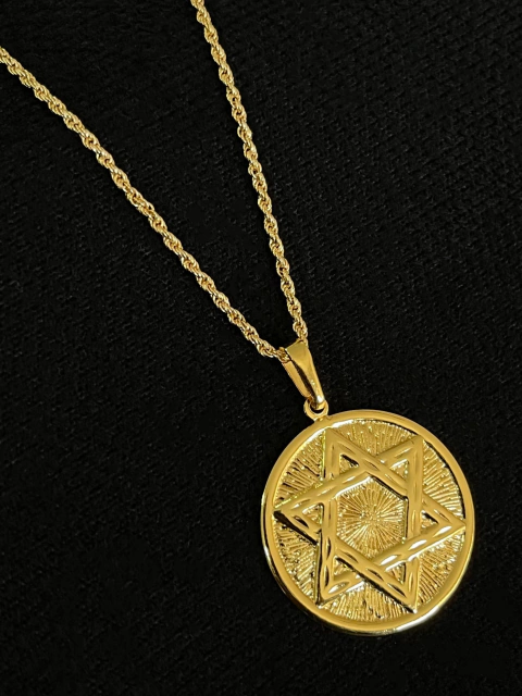 Kit Corrente Cordão Baiano 2mm + Pingente Estrela de Davi Texturizada - comprar online