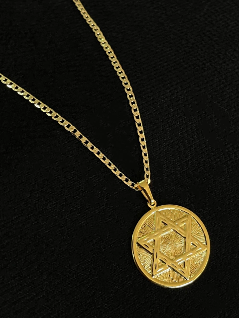 Kit Corrente Grumet 2,5mm + Pingente Estrela de Davi Texturizada - comprar online