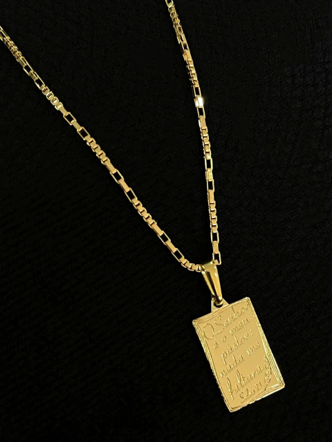 Kit Corrente Veneziana Curta 4x4 1,5mm + Pingente Placa O senhor é Meu Pastor P - comprar online