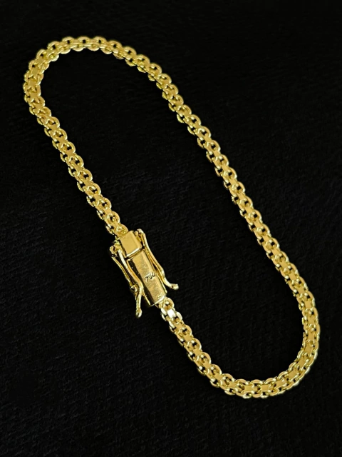 Pulseira Cadeado Duplo fecho gaveta com trava dupla 4mm - 6g - comprar online