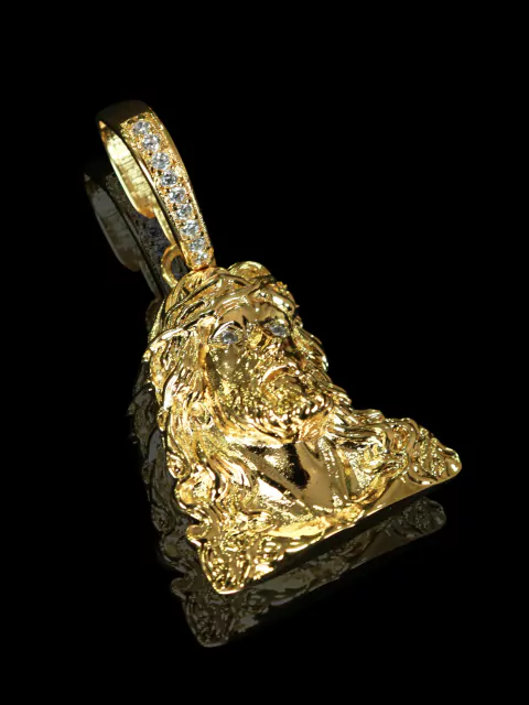 Pingente Rosto de Cristo 4D Cravejado Com Pedras Zircônias - 7g - 1,7x3,7cm - comprar online