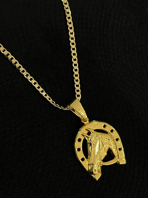 Kit Corrente Grumet 2,5mm + Pingente Cavalo Com Ferradura P - comprar online