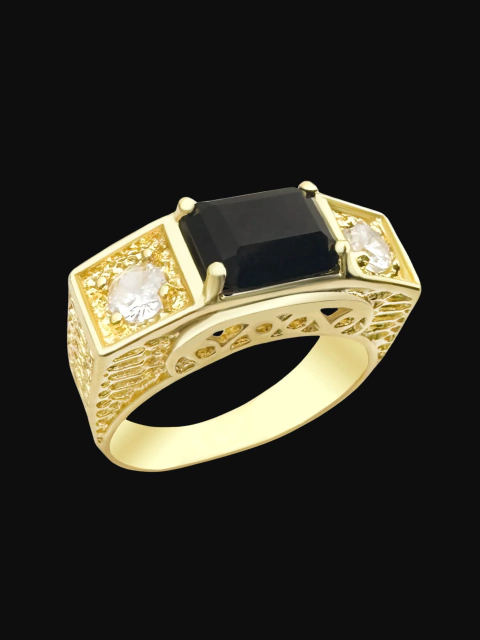 Anel Cravejado Pedra de Zircônia Preta - 5g - comprar online