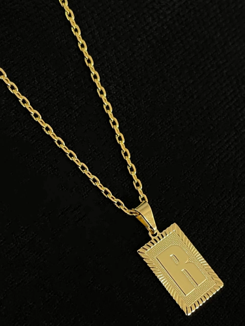 Kit Corrente Cadeado 1mm + Pingente Mini Placa Letra - comprar online