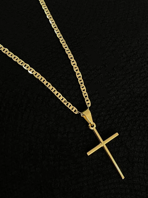 Kit Corrente Piastrine 2,5mm + Pingente Cruz Agulha - comprar online