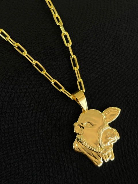 Kit Corrente Cadeado Alongado 4mm + Pingente Boi - comprar online