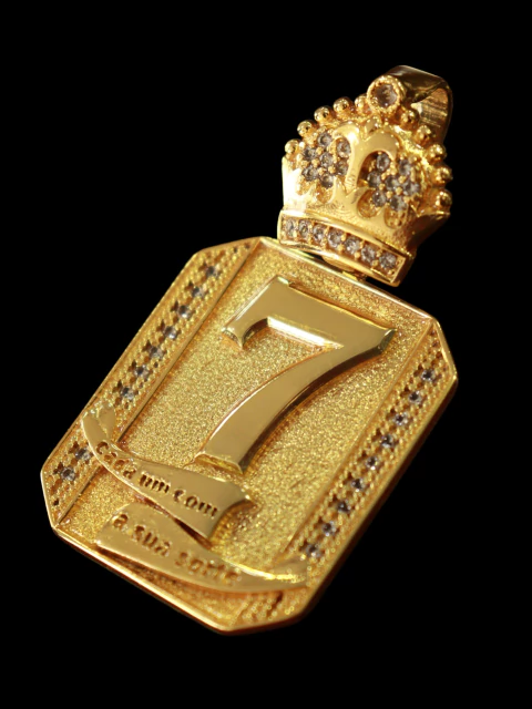 Pingente Placa 7 Cada Um Com Sua Sorte Cravejado - 13g - 4x3,5cm - comprar online