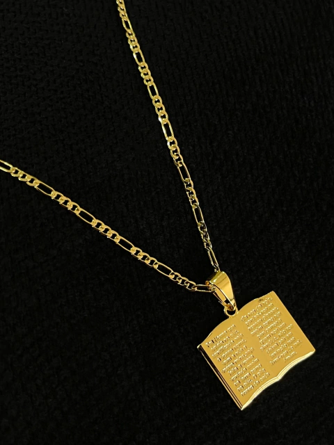 Kit Corrente 3X1 2mm + Pingente Bíblia Salmo Pai Nosso - comprar online