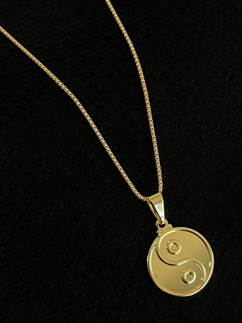 Kit Corrente Veneziana Curta 1,5mm + Pingente Yin Yang