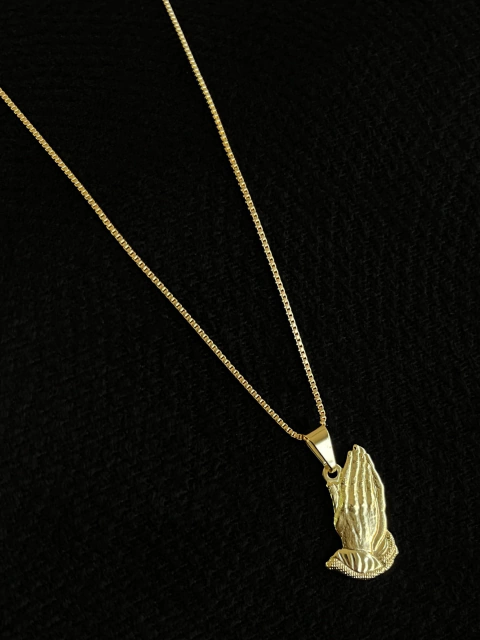 Kit Corrente Veneziana Curta 1,5mm + Pingente Mãos Orando - comprar online