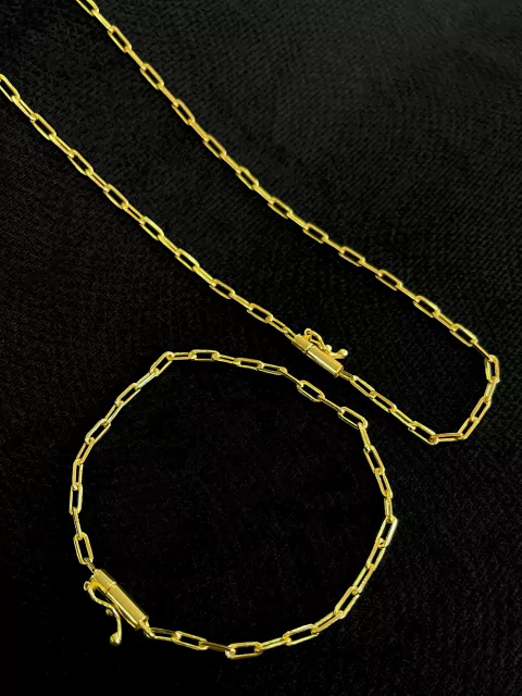 Kit Corrente + Pulseira Cadeado Alongado 2mm - comprar online