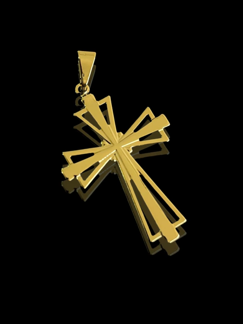 Pingente Cruz Detalhada Vazada - 2,2g - 3,9x2,6cm - comprar online