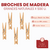 Broches de Madera Grandes 4,8cm Natural x 500 unidades - CandyCraft Souvenirs en Once