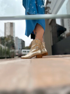 Bota western croco gold