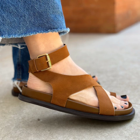 Papete Stefani Nobuck Caramelo - comprar online