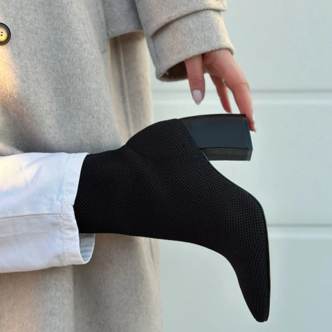 Bota Taise Malha Knit Preta - comprar online