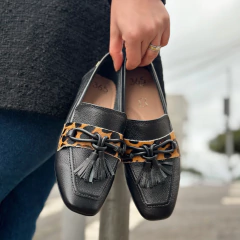 Mocassim cibeli black and animal print