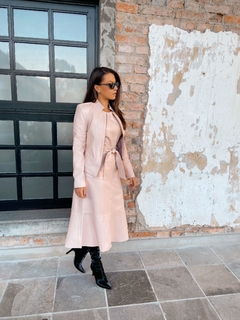 Saia de couro legítimo new pink - Jamile Calçados Exposição