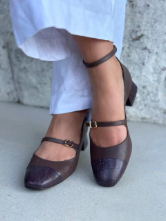 Imagem do Sapato Mary Jane Safira Croco Marrom