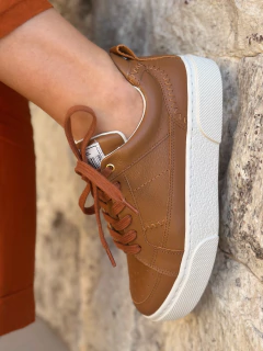 Tênis Eloá couro Caramelo - Jamile Calçados Exposição