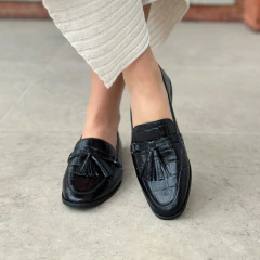 Mocassim Lavinia Preto croco - comprar online