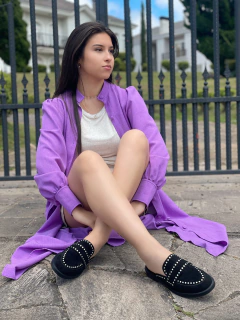 Mule suede black crystal - comprar online