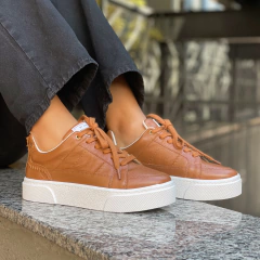 Tênis Eloá couro Caramelo - Jamile Calçados Exposição