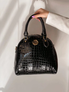 Bolsa Ophelia black verniz croco