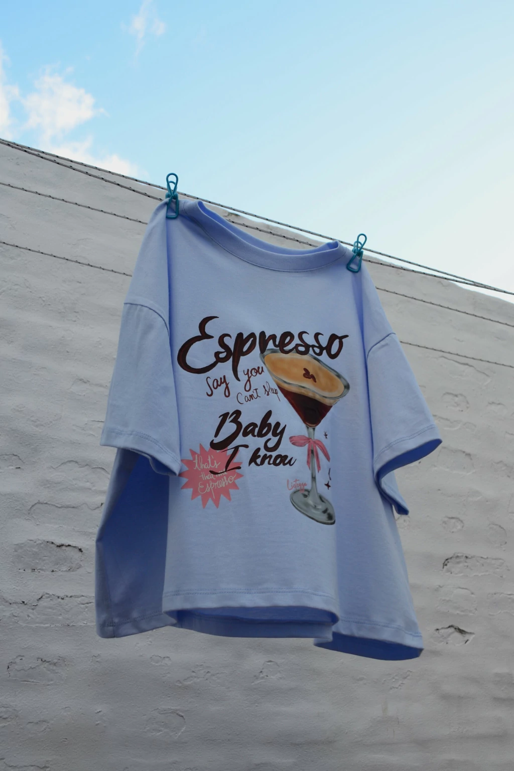Remera Crop Celeste Espresso