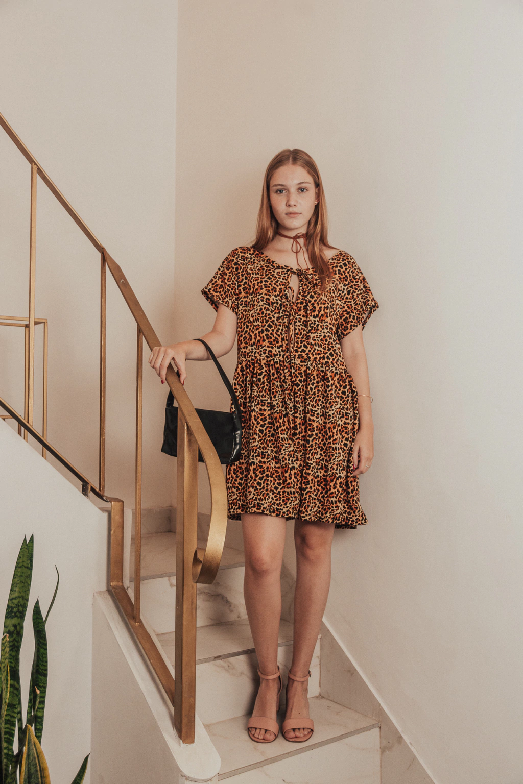 Vestido Julieta Animal print mangas cortas
