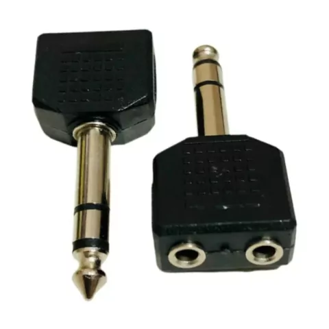 Adaptador P10 6,35Mm Stereo Macho X 2 P2 3,5Mm Stereo Fêmea